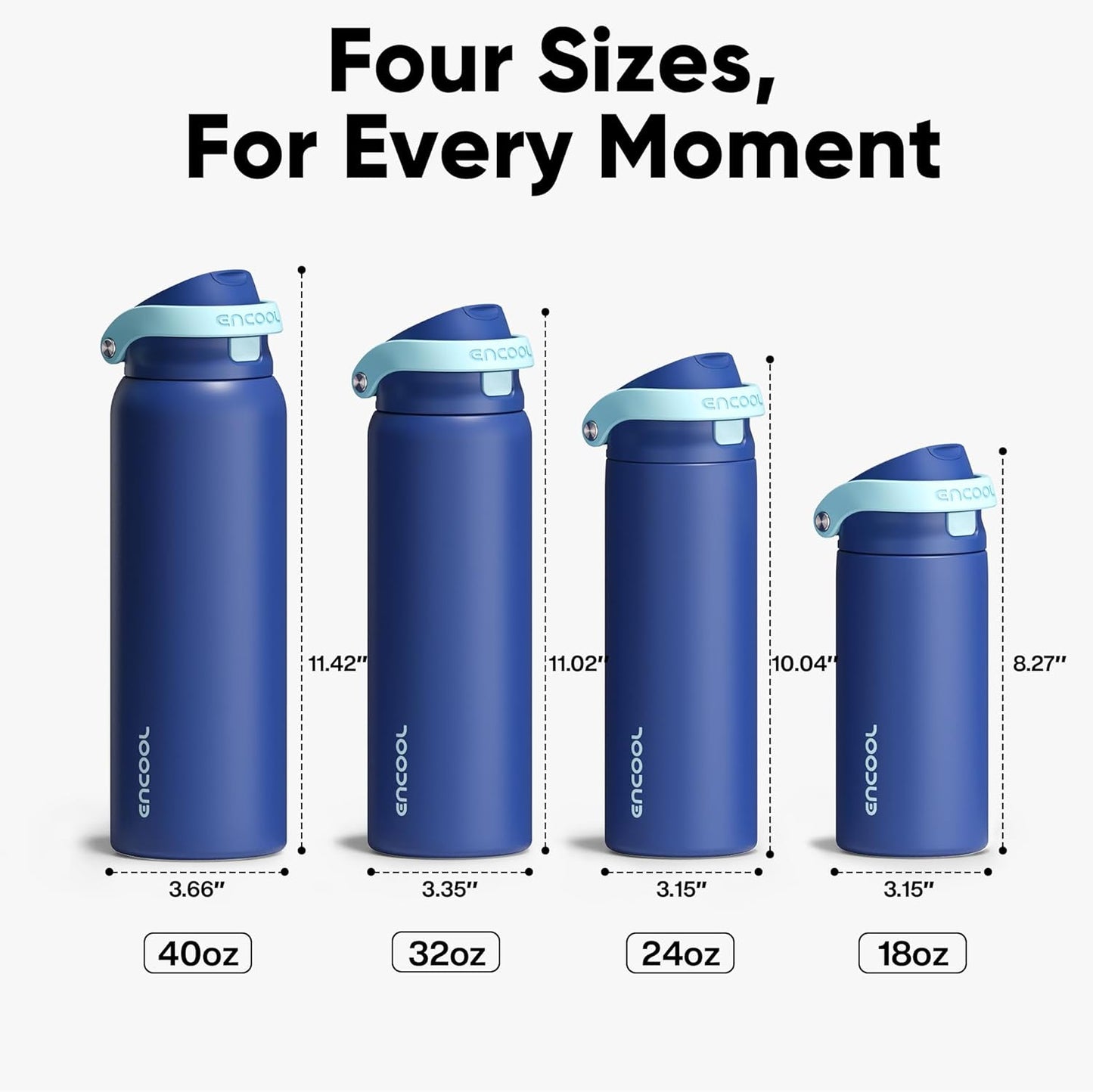 ENCOOL Leakproof Insulated Water Bottle with Straw Dual-Sip Water Bottle Bag-Safe Design for Work, Commute & Gym – Keeps Drinks Cold All Day, 24 oz, Lemonade Pink - Colors A