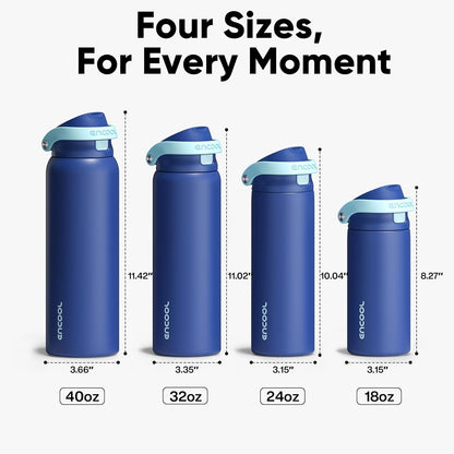 ENCOOL Leakproof Insulated Water Bottle with Straw Dual-Sip Water Bottle Bag-Safe Design for Work, Commute & Gym – Keeps Drinks Cold All Day, 24 oz, Lemonade Pink - Colors A