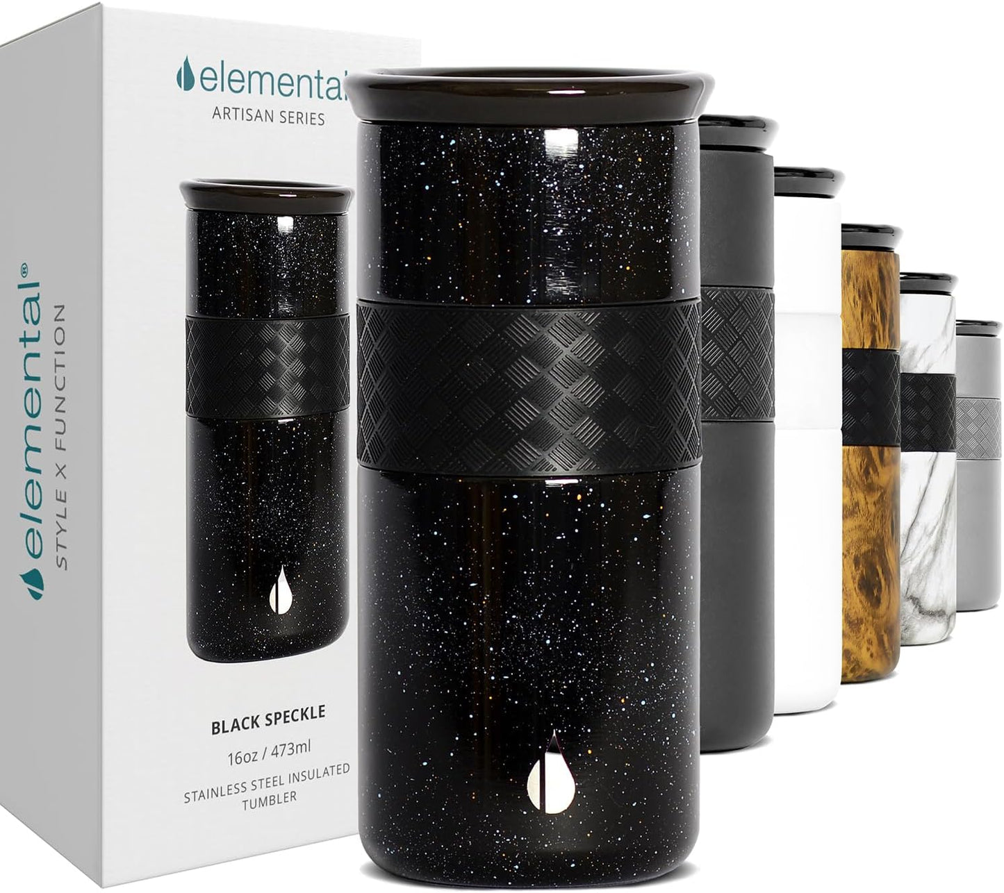 Elemental Artisan Insulated Tumbler, Triple Wall Coffee Travel Mug, Reusable Stainless Steel Coffee Tumbler with Ceramic Lid, Thermal Coffee Cups for Hot (6 Hrs) & Cold (18 Hrs), 16oz - Forest Green