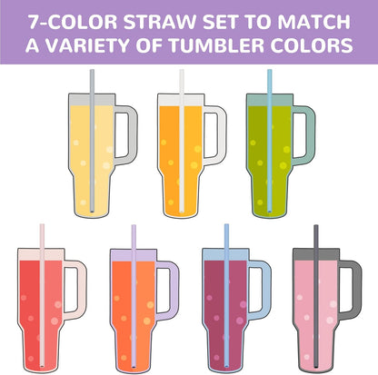 Tomorotec 15PCS Reusable Silicone Drinking Straws w/ 2 Brushes, Fit for Stanley Tumbler 40oz 30oz 20oz, 12" Long Customizable for Various Drinkware, Dishwasher Safe, BPA-Free, Safe for Teeth (Macaron)