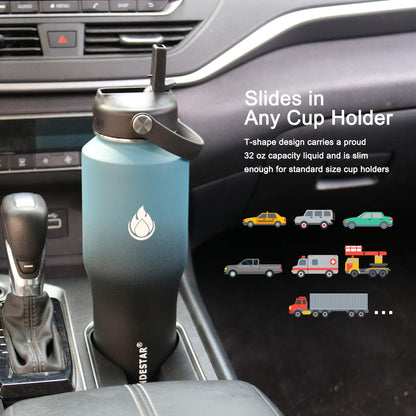 SENDESTAR 40oz Water Bottle Wide Mouth Stainless Steel Vacuum Insulated Double Wall with Straw Lids Fit in Any Car Cup Holder