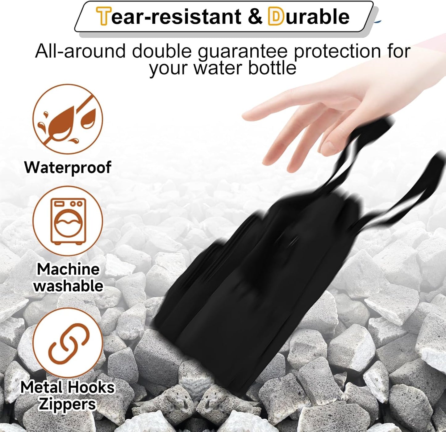 Water Bottle Holder with Strap, 4 Big Pockets with Compartment, 24oz/32oz/40oz Crossbody Water Bottle Carrier Bag