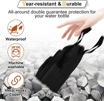 Water Bottle Holder with Strap, 4 Big Pockets with Compartment, 24oz/32oz/40oz Crossbody Water Bottle Carrier Bag