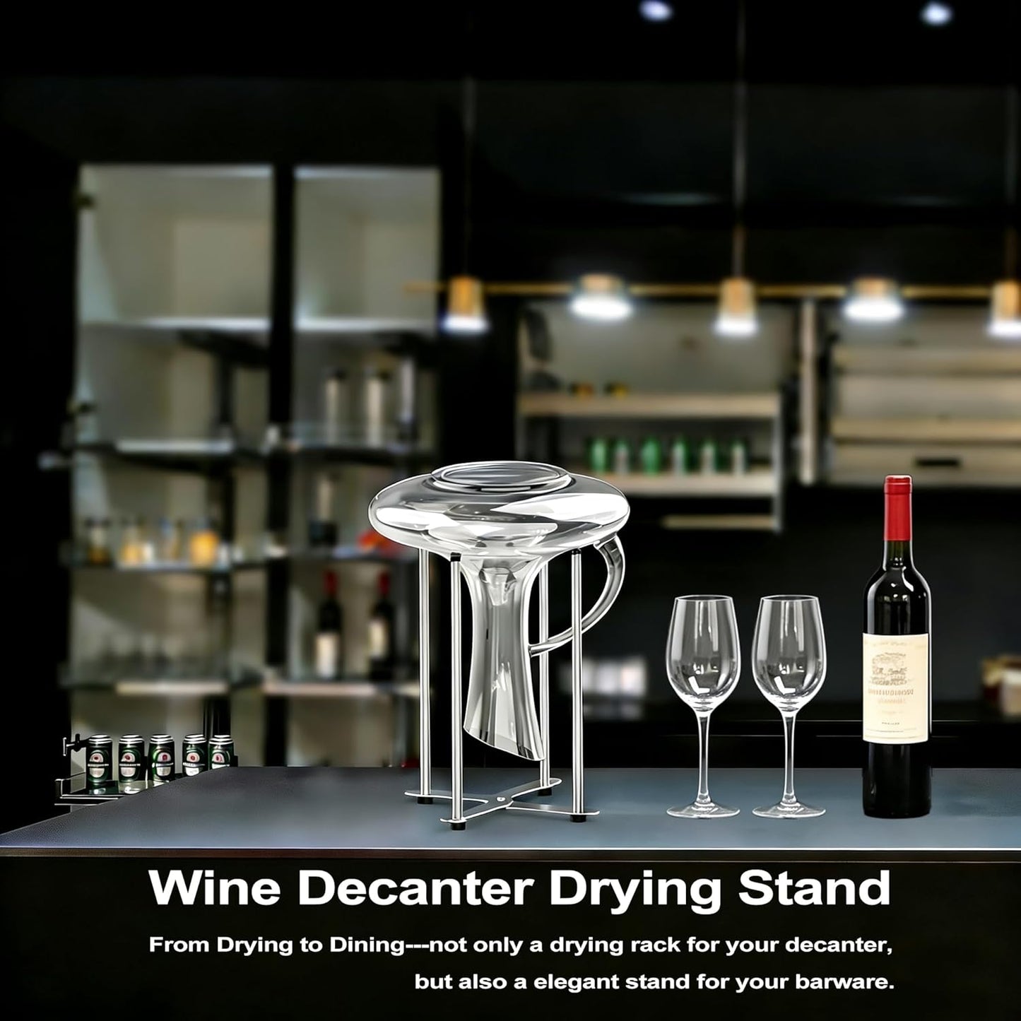 Plastic Bag & Bottle Drying Rack, Multifunctional Wine Decanter Holder, Collapsible Countertop Stand