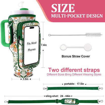 Stanley Carrier Bag for Stanley 40oz/30ozTumbler with Phone with 2 Adjustable Strap,3 Pockets Bottle Stanley Cup Carrier Bag & Case,Accessories for Hiking Travelling