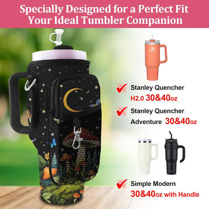 Stanley Carrier Bag for Stanley 40oz/30ozTumbler with Phone with 2 Adjustable Strap,3 Pockets Bottle Stanley Cup Carrier Bag & Case,Accessories for Hiking Travelling
