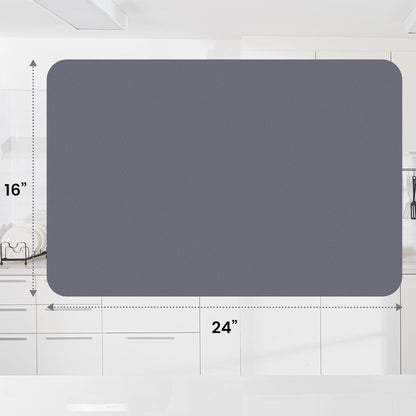 WISELIFE Dish Drying Mat Super Absorbent Drying Mat Large Dish Drying Mats for Kitchen Counter Easy Clean Dish Mat Kitchen Drying Mat15"x 18" Stylish Grey