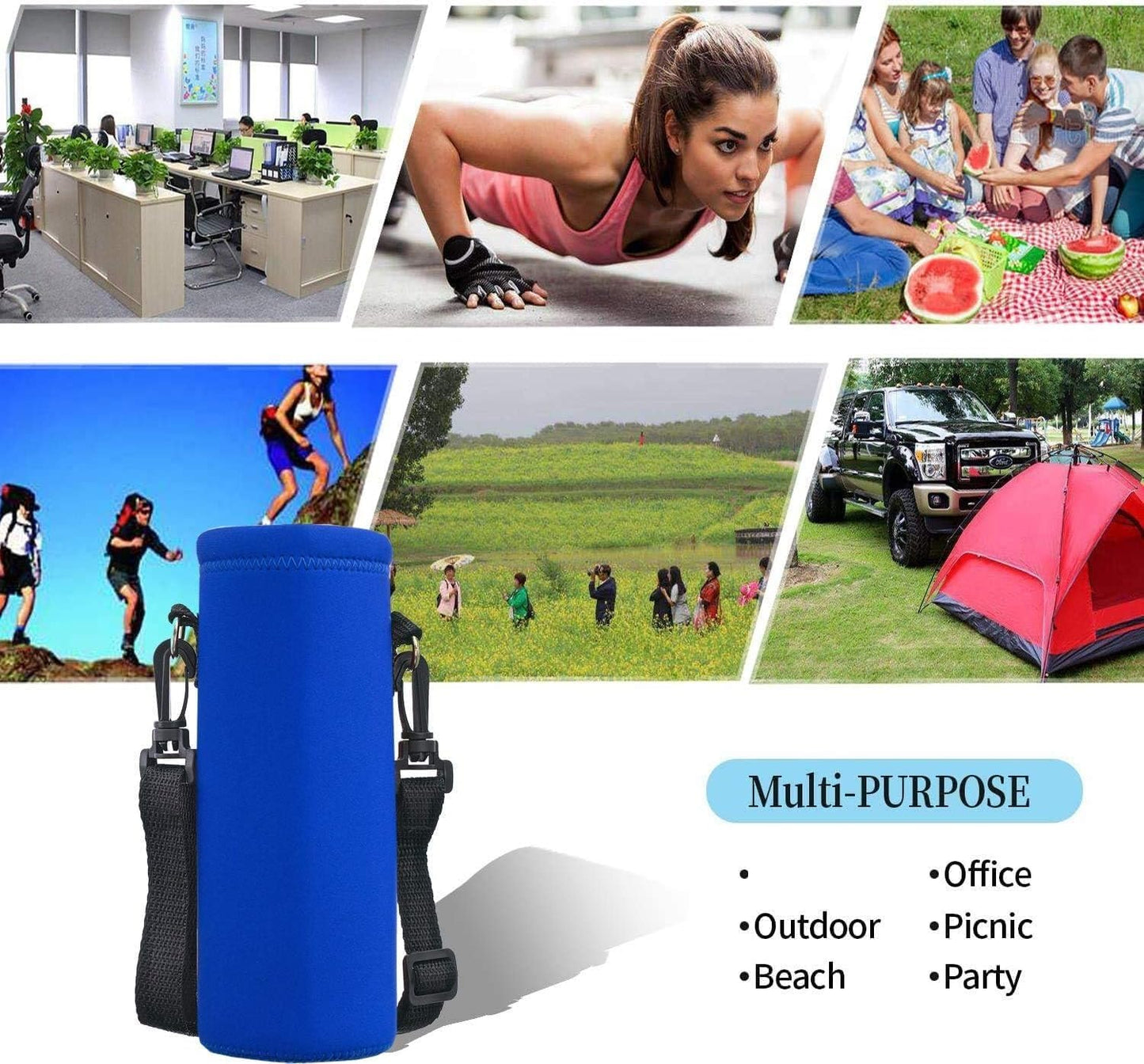 AUPET Water Bottle Sling Bag Carrier Crossbody Sleeve,Insulated Neoprene Bottle Case Holder Pouch Cover 500ML/17oz with Shoulder Strap for Walking Women Men