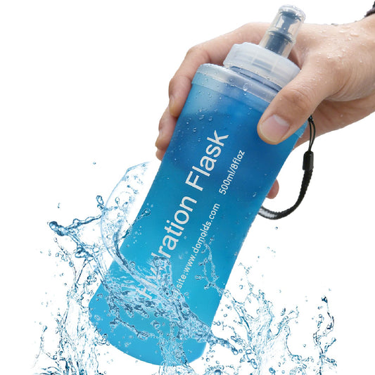 AXEN Collapsible Water Bottle with Filter System, Soft Hydration Flask for Trail Running, Camping, Hiking, Cycling, 700ml Slate Green