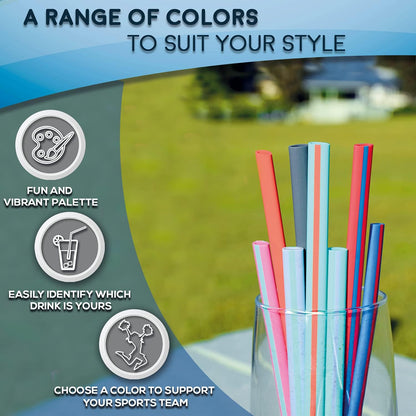 Reusable Drinking Straws + Case – Fits 8–20 oz Cups/Tumblers – Soft, BPA-Free, Food Grade, Oval (Less Pucker) – DW | MW Safe – Hot/Cold Coffee/Tea/Water/More - Made in USA, 2 Small & 2 Medium