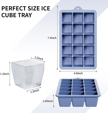 Silicone Ice Cube Tray 3 Pack, HANCELANT Ice Cube Mold, Ice Trays for Freezer with Lid for Whiskey, Baby Food, BPA Free, Easy Release