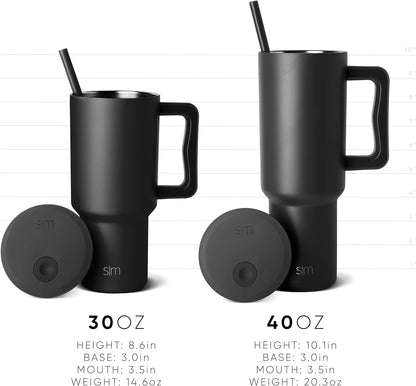 Simple Modern 40 oz Trek Tumbler with Handle and Straw Lid | Cup Holder Friendly Insulated Stainless Steel Travel Mug | Sea Glass Sage - Colors A