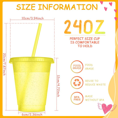Sieral 30 Pack Cups with Lids and Straws Kids Tumbler with Straw Reusable Water Bottle Iced Coffee Travel Mug Adults Plastic Cups for Parties 16 oz (Candy Colors)