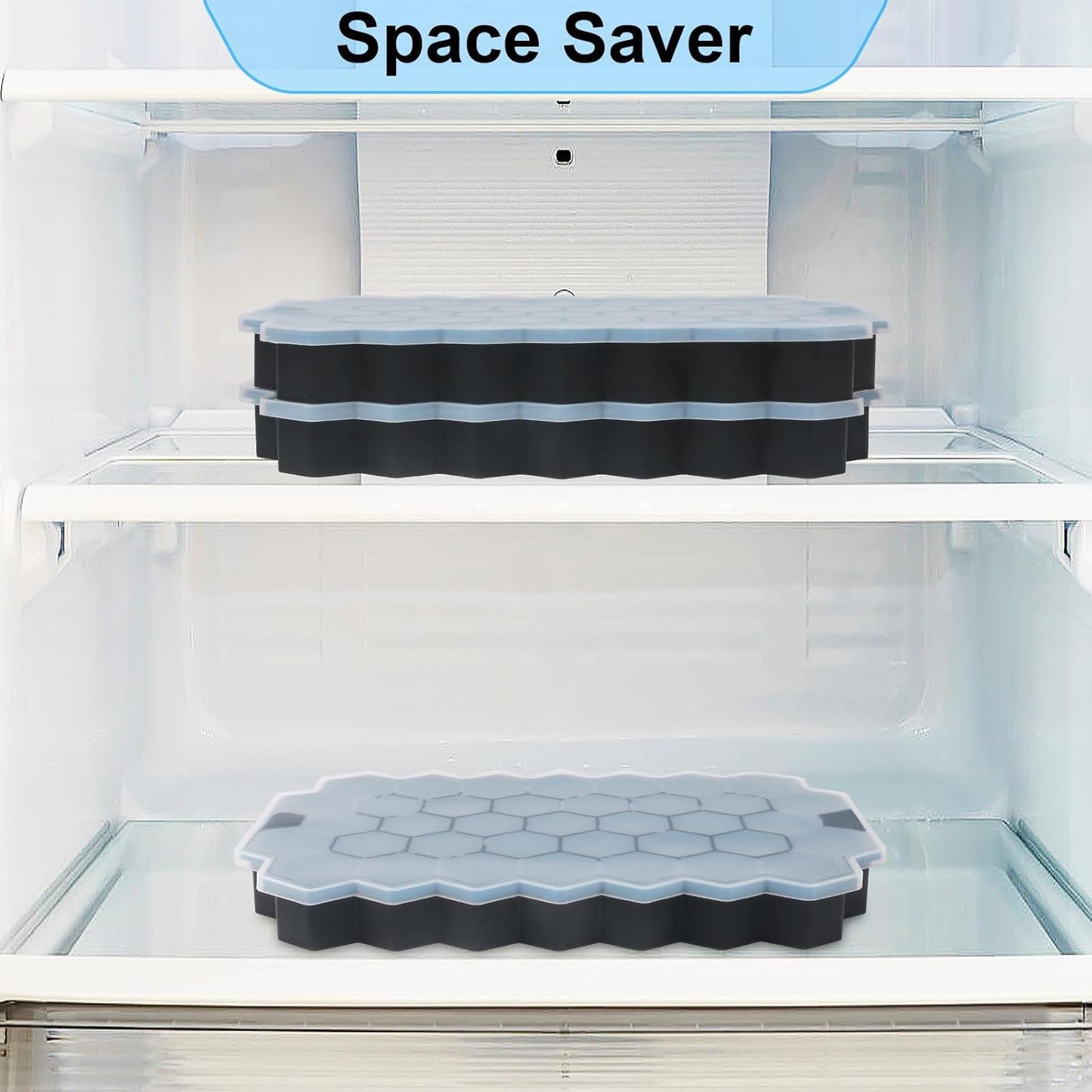 Ice Cube Trays for Freezer with Lid-37 Grid Silicone for Small Ice Cube Molds,Easy-Release Reusable in Organizer Bins or Ice Bucket for Cocktail bar or Iced Coffee Cup