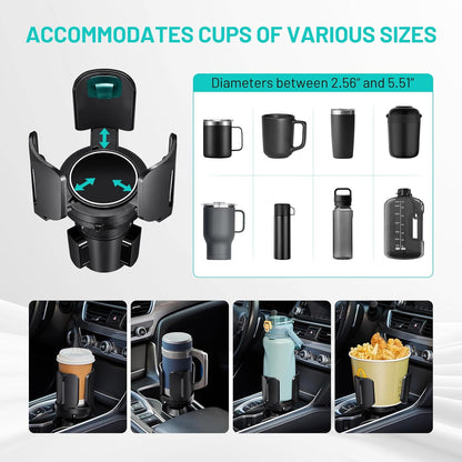 Car Cup Holder Expander Adapter (Adjustable) This Hill All Purpose Cup Holder Expander for Car with Rubber Fits Less Than 5.51" Large Bottles & Mugs & Foods & Drinks