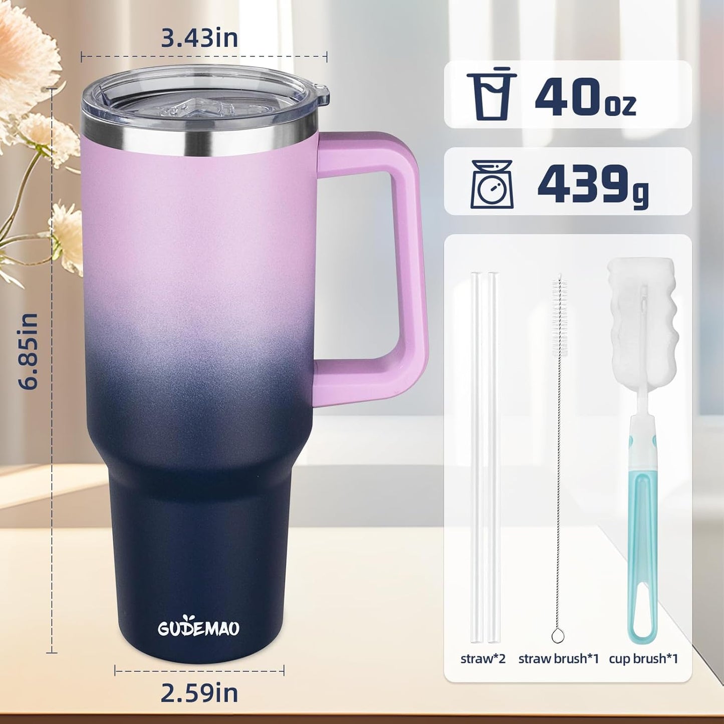 20 oz Insulated Coffee Mug with Ceramic Coating, Stainless Steel Travel Mug Tumbler with Handle Lid and Straw, Double Wall Leak-Proof Coffee Travel Mug Keeps Drink Hot and Cold (Black)