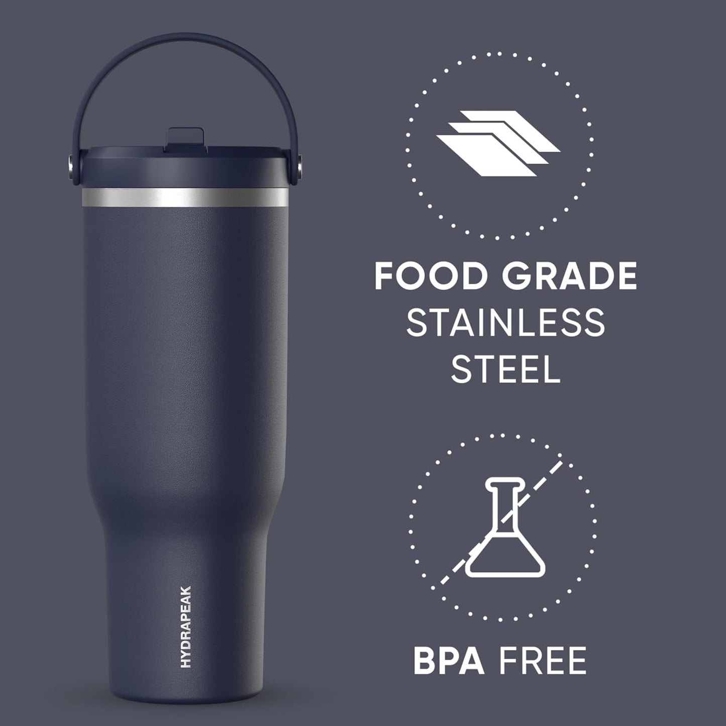 Hydrapeak Nomad 32oz Insulated Stainless Steel Travel Tumbler with Handle & Straw Lid, Leakproof, Cupholder Friendly, Keeps Drinks Cold 24 Hours, Reusable Bottle for Daily Hydration (Pale Sage)
