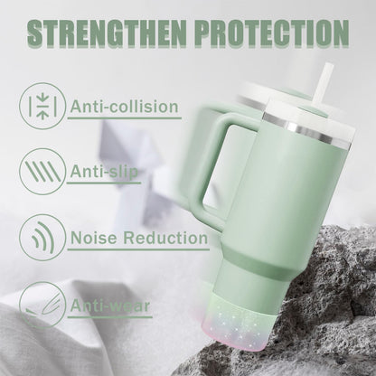 Jelly Luster Glitter Silicone Transparent Boot for Stanley 20-40oz, Compatible with Hydro Flask or Other Water Bottle Tumbler, 2.85-3.0 inch Protective Anti-Slip Bottom Sleeve Cover