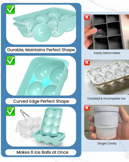 Large Ice Cube Tray for Freezer - 2 Pack Stackable Round Ice Cube Molds Set, Easy to Fill & Release with Storage Bin and Tongs for Kitchen, Party, Cocktail & Coffee, Gifts for Whiskey Lover (1.93In)
