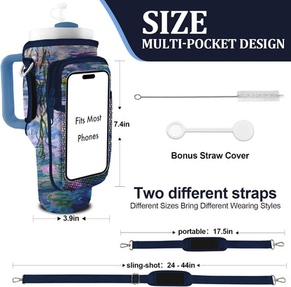 Stanley Carrier Bag for Stanley 40oz/30ozTumbler with Phone with 2 Adjustable Strap,3 Pockets Bottle Stanley Cup Carrier Bag & Case,Accessories for Hiking Travelling