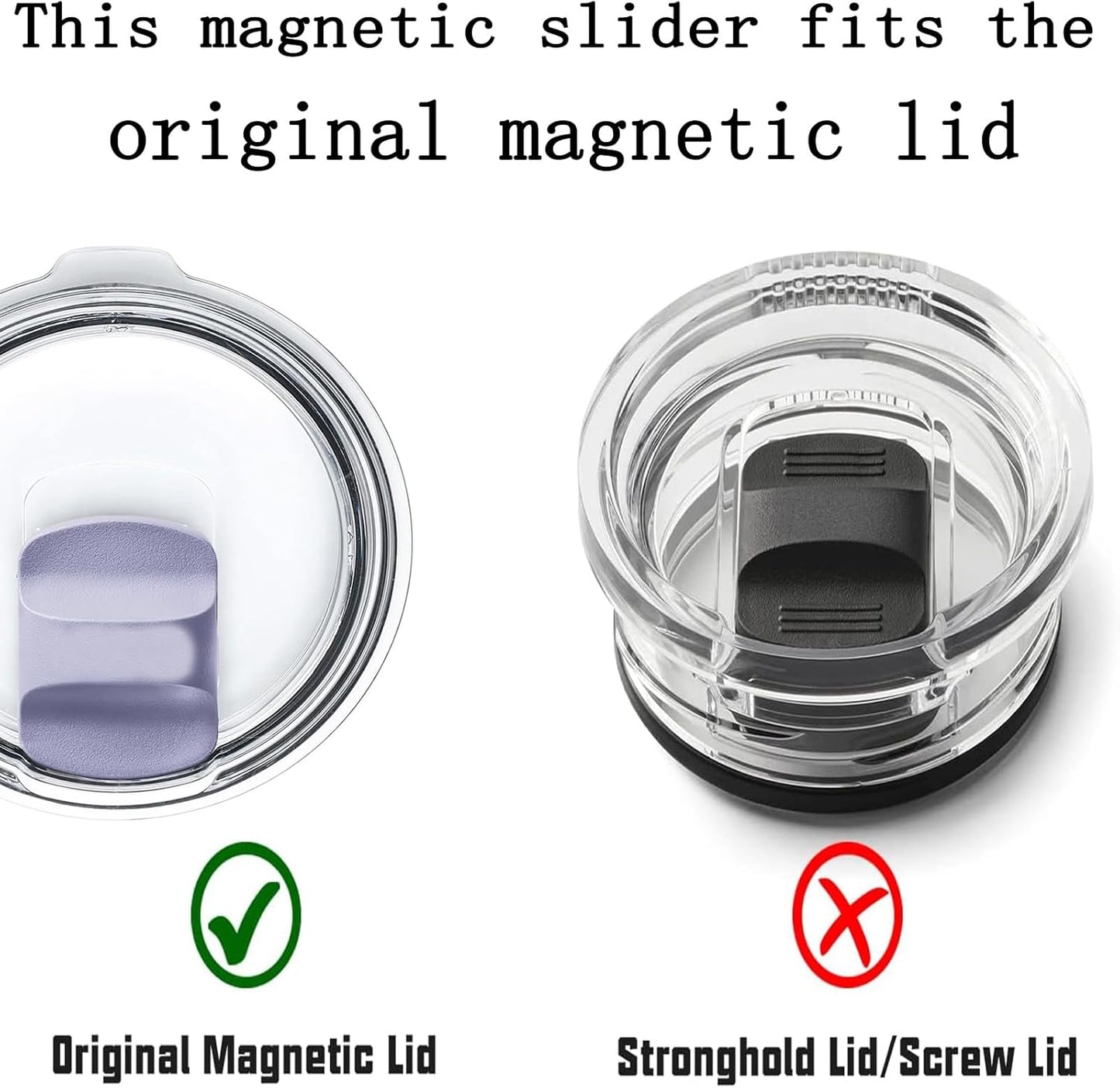 2 Pcs Magnetic Slider Replacement Block, Slider Lid Magnet for Yeti Lids 10 oz, 14oz, 16 oz, 20 oz, 26 oz, 30 oz (Black+Black)