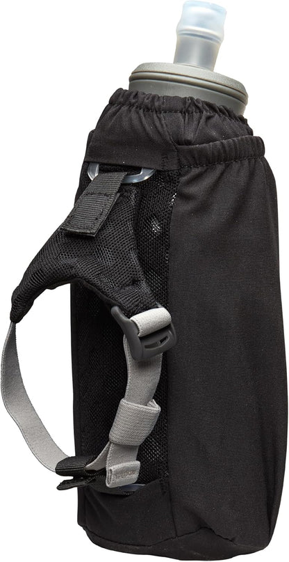 Nathan Handheld Soft Flask 18oz - Exo-Draw Insulated Collapsible Bottle - Grip-Free Strap & Rigid ExoSpine for Comfort/Support - Breathable Mesh Strap - Ideal Running/Hiking, Pinnacle, Black