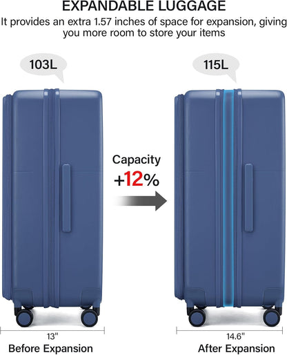 Hanke 20 Inch Expandable Carry On Luggage with Cup Holder 22x14x9 Airline Approved, Top Opening Hard Shell Suitcases with Wheels, Carry-On Travel Suitcase Trunk Luggage with Lock, Smoke White
