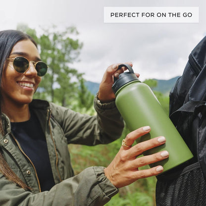 JoyJolt Triple Insulated Water Bottle with Straw Lid AND Flip Lid! 22oz Water Bottle, 12 Hour Hot/Cold Vacuum Insulated Stainless Steel Water Bottle. BPA-Free Leakproof Water Bottles - Thermos Bottle