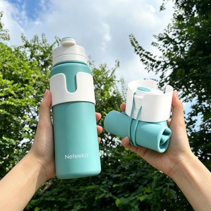 Nefeeko Collapsible Water Bottle, BPA Free 26oz Foldable Water Bottle for Travel Sports, Leak-Proof Spill-Proof Portable Water Bottles with Carabiner, Lightweight