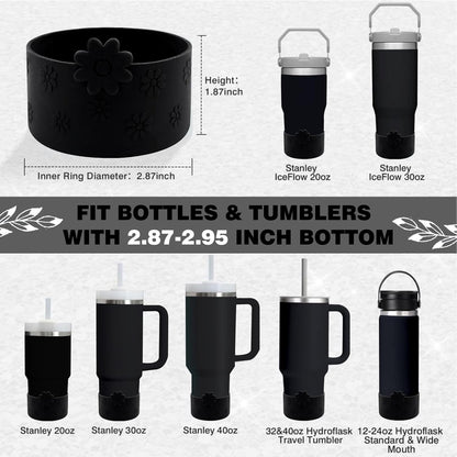 Hpbel Protective Silicone Boot for Stanley Cup Accessories Compatible with Stanley Cup Boot 40/30z and More Bottles with 2.95in Bottom for Water Bottle Flower Tumbler Accessories