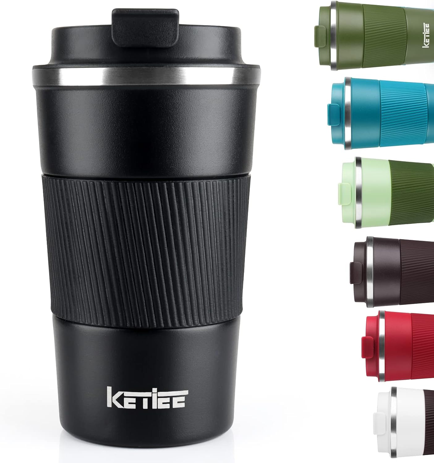 KETIEE Travel Coffee Mug Spill Proof 12oz, Insulated Travel Mug to Go, Reusable Coffee Cup with Seal Lid, Vacuum Stainless Steel Tumbler for Hot/Cold Drinks (Red)