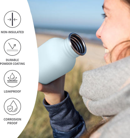 Bambaw Stainless Steel Water Bottles 32 oz, Non-insulated Single Wall Metal Water Bottle Stainless Steel, Reusable & Eco Friendly, Dishwasher Safe – Silver | Non-insulated