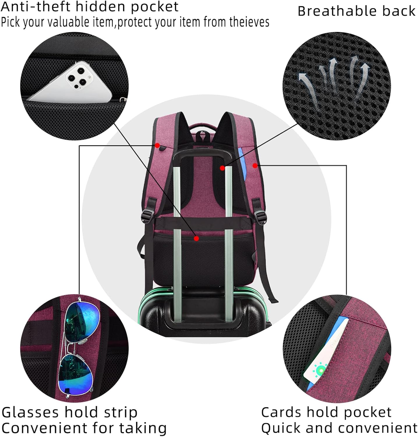 DUSLANG 17 Inch Laptop Backpack for Travel Water Resistant College Backpack for Men/Women Laptop Bag with USB Charging Port,Black - Colors B