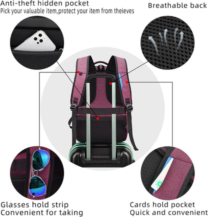 DUSLANG 17 Inch Laptop Backpack for Travel Water Resistant College Backpack for Men/Women Laptop Bag with USB Charging Port,Black - Colors B