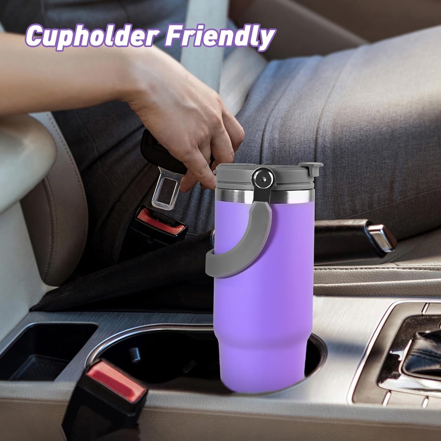 30 oz Tumbler with Handle and Straw Lid, Double Walled Vacuum Insulated Water Bottle Leakproof Tumbler Travel Coffee Mug Thermal Cup, Cupholder Friendly for Office, Home, Sport, Pink
