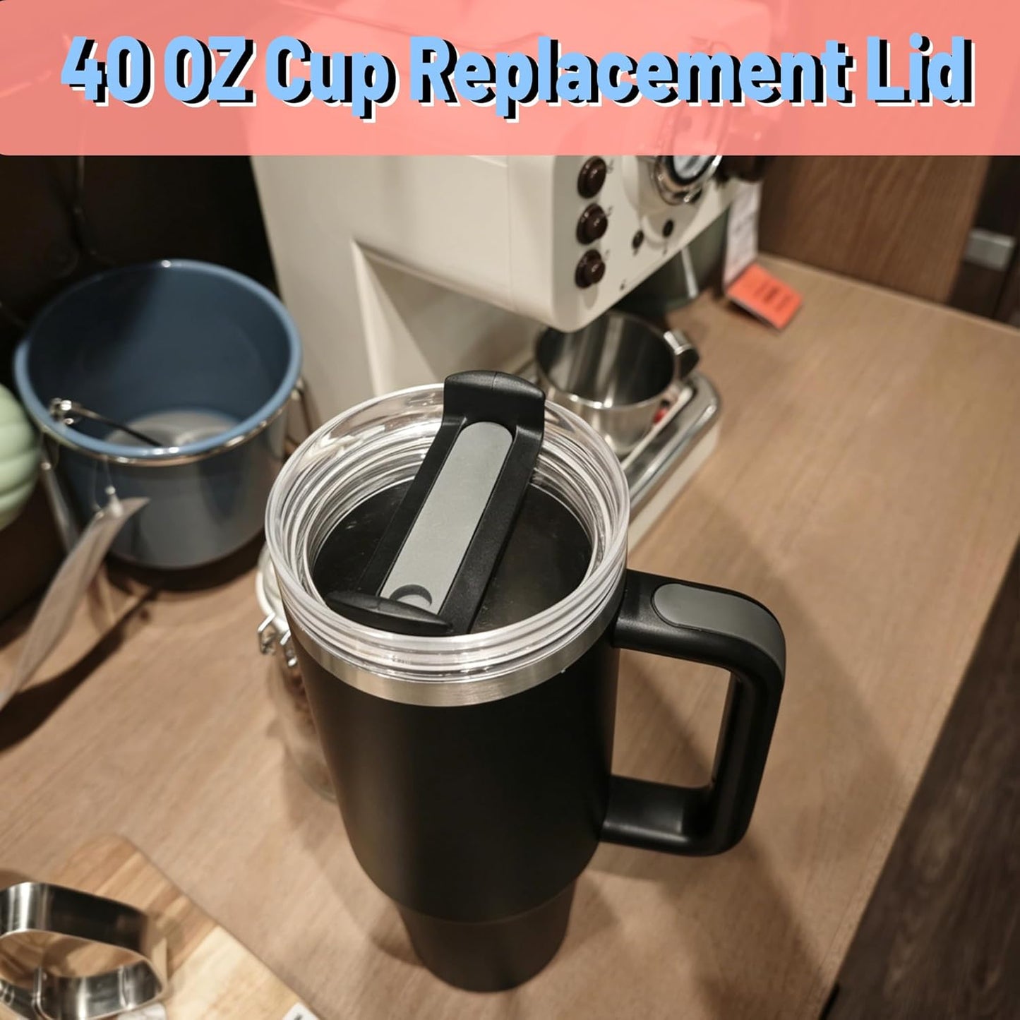 40 OZ Tumbler Lid Replacement Compatible for Stanley Quencher H2.0, 1 Pack BPA Free Clear Lid Replacement for Stanley Cup Accessories(Clear-White)