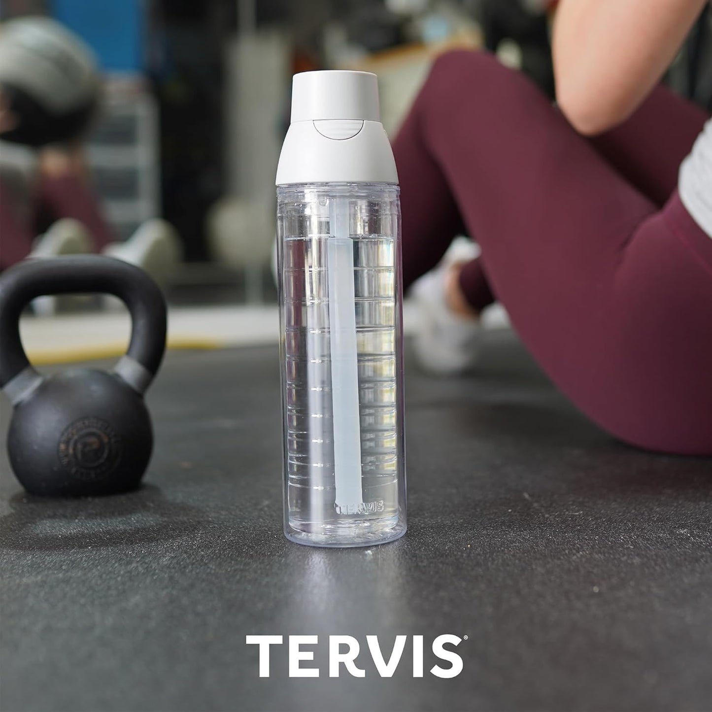 Tervis Clear & Colorful Lidded Made in USA Double Walled Insulated Tumbler Travel Cup Keeps Drinks Cold & Hot, 24oz, Black Lid, 1 Count (Pack of 1)