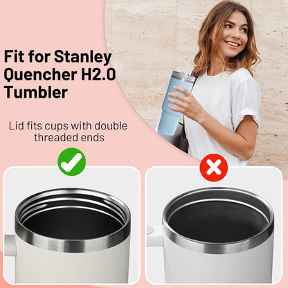 40 OZ Tumbler Lid Replacement Compatible for Stanley Quencher H2.0, 1 Pack BPA Free Clear Lid Replacement for Stanley Cup Accessories(Clear-White)