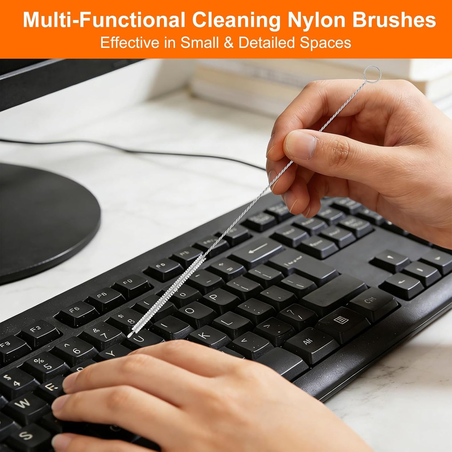 8 Inch Extra Long Straw Cleaner Brush Set, 10 Pack Reusable Straw Cleaning Brushes for Tumbler, Metal Straws，Bottle Drinking Straws，Computer Keyboard, Desktop Cleaning