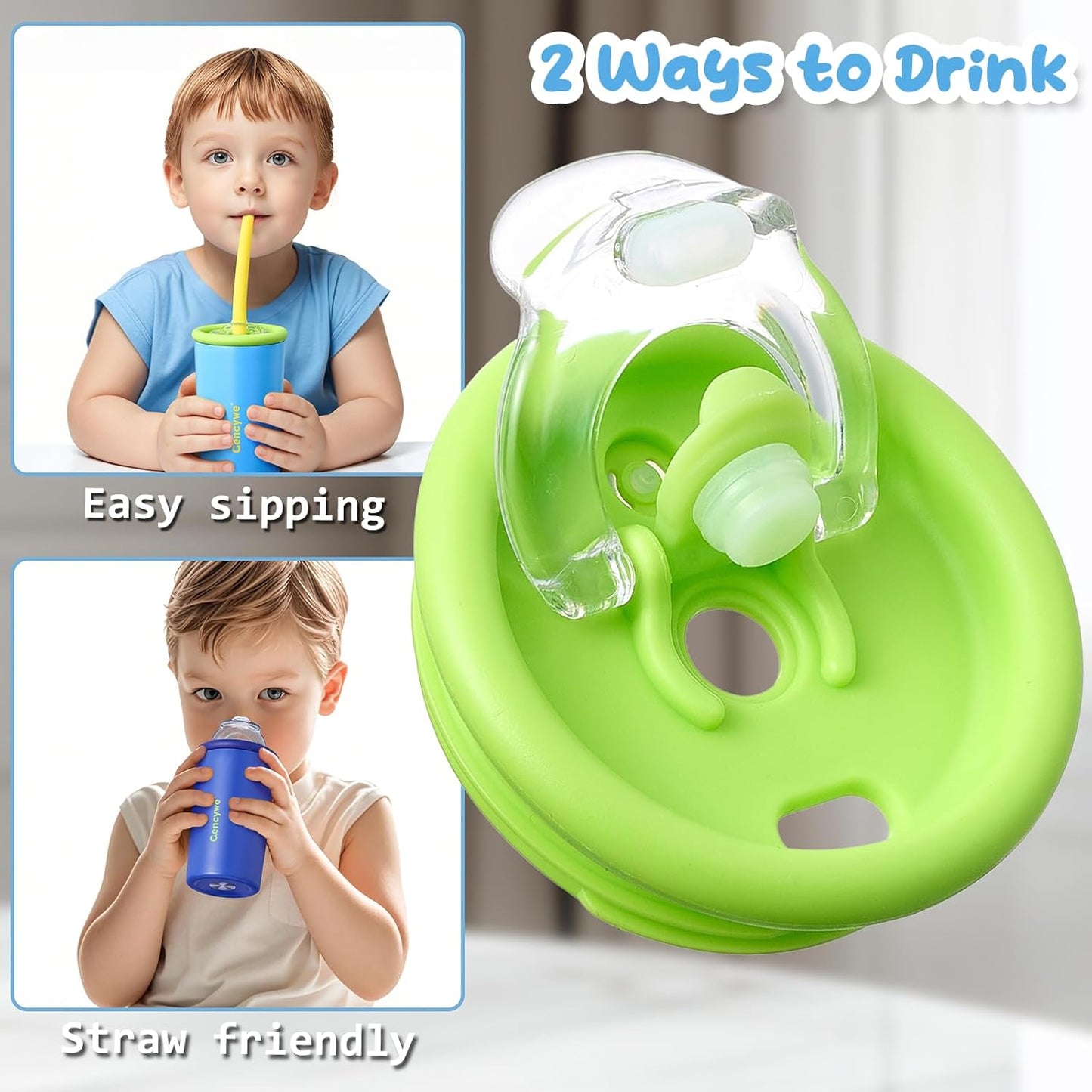 Gencywe 2 PACK Kids Double Walled Stainless Steel Cups with Straws and lids | 12 oz Spill-Proof Sippy Smoothie Tumbler Set, Small Kids Snack & Drink Water Cups, BPA-Free (Age: 3+ years old & up)