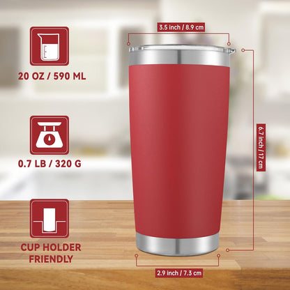 20 oz Tumblers Bulk Stainless Steel Tumbler with Lid Double Wall Vacuum Insulated Coffee Mug 20oz Powder Coated Cup for Hot and Cold Drinks, Stainless, 6 pack