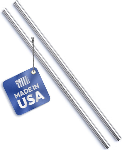 Made in USA Bywater Stainless Steel 10.5 Inch Straw Set of 2 Food Grade Premium Straws. Fits Stanley, Yeti Straw Lid, Owala and Many Others With Standard Straws. DOES NOT FIT FLIP STYLE LIDS