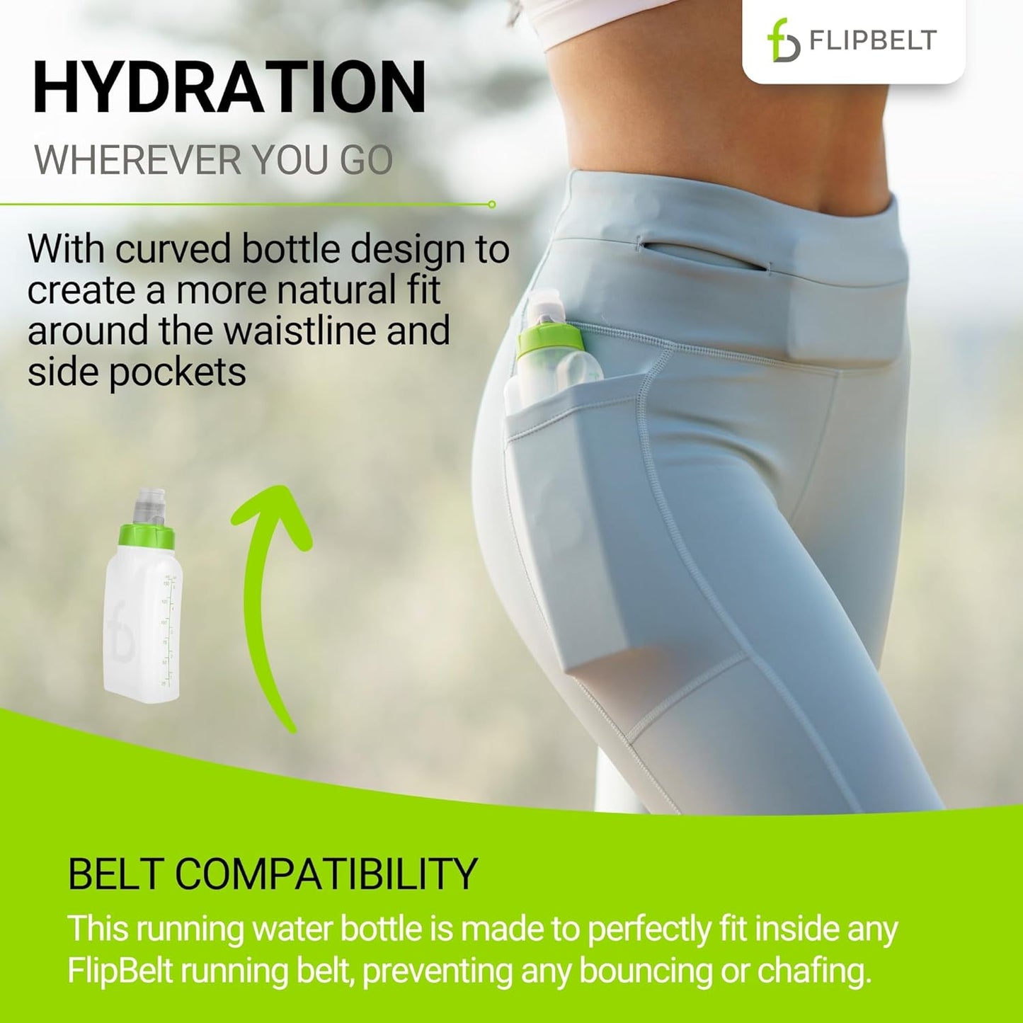 FlipBelt Portable Lightweight Running Water Bottle