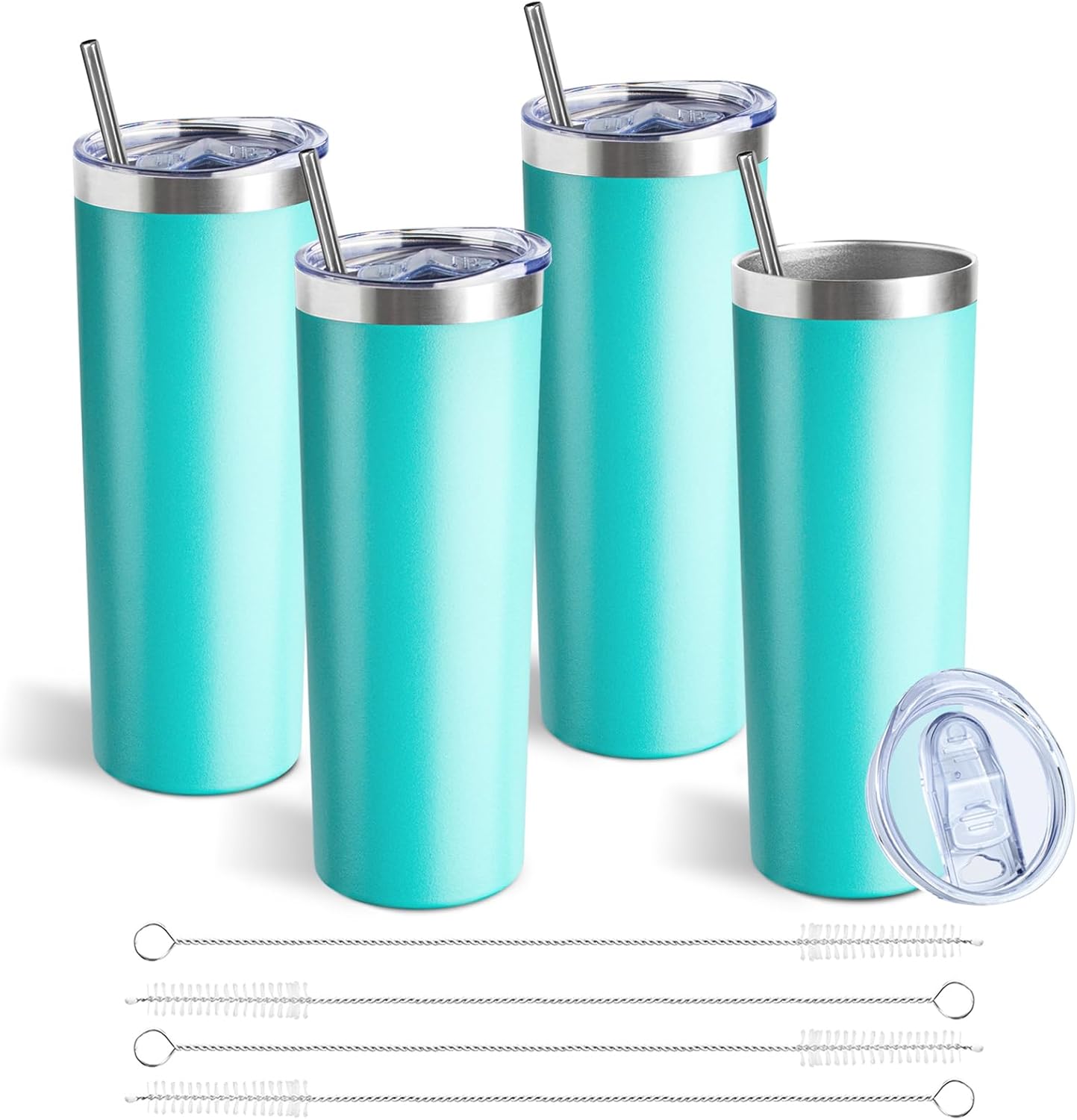 20 oz Skinny Tumblers with Lid and Straw,Stainless Steel Vacuum Insulated Tumbler Cup Double Wall Travel Coffee Mug, Thermal Water Tumbler for Hot and Cold Drinks(Rose Gold,1)
