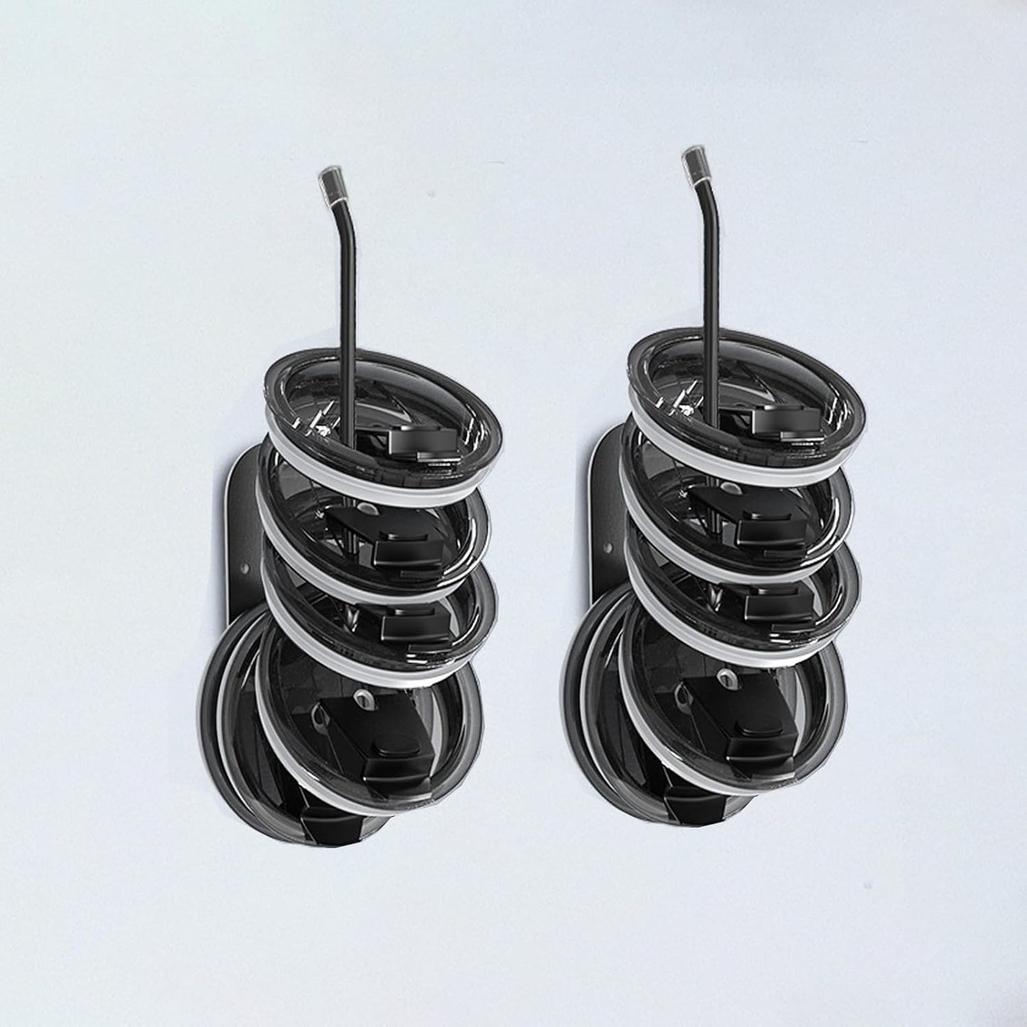 Tumbler Lid Organizer 2 Pack,Space Saving Cup Lid Hook for Simple Modern Cup Lids,Lid Storage Rack Used in Kitchen Storage Cabinet Inside Or Under (Black)