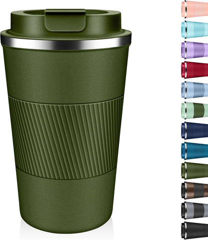 Insulated Coffee Tumbler 12 oz, Stainless Steel Coffee Mug with Lids, Travel Coffee Mug Leak Proof, Double Wall Vacuum Insulated Reusable Coffee Cup, Keep Drinks Hot and Cold (Sky Blue, 12 Ounces)