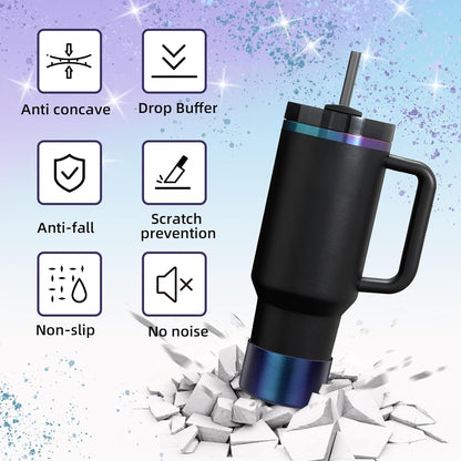Glossy Gradient Silicone Boot, Compatible with Stanley H2.0 20-40oz & IceFlow 20-30oz, Chameleon Metallic Shimmer Cup Sleeve Protector for Hydroflask and Bottle Bottom with 2.8-3in
