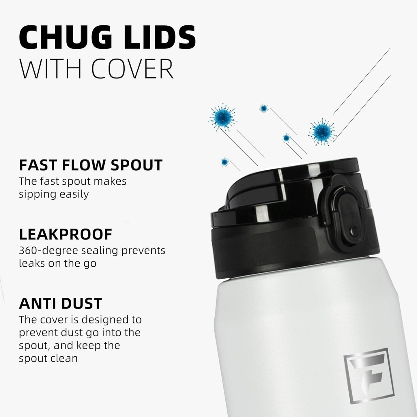 Fanhaw 20 oz Insulated Stainless Steel Water Bottle with Anti-Dust Chug Lid, Leakproof Vacuum Metal Everyday Use Bottle for Kids, Teens & Adults, Back to School Essentials (Green Blue)