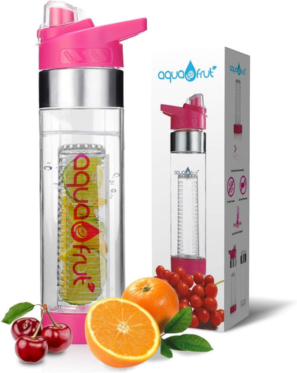 NEW AquaFrut Bottom Loading Fruit Infuser Water Bottle - BPA Free Tritan Plastic - Leak Proof - 24 OZ - Infusion Recipe eBook (Purple)