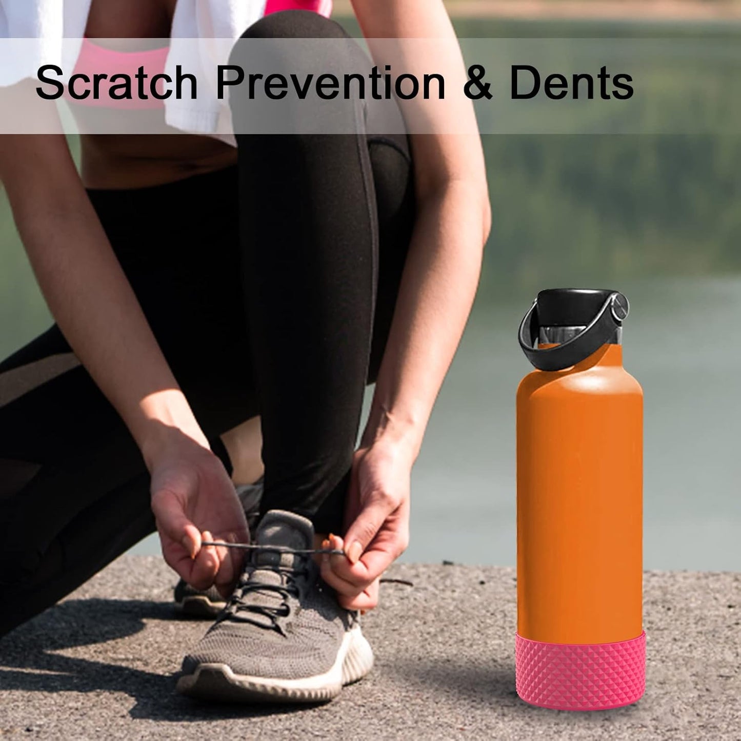 WUQID Water Bottle Boot, Diamond Silicone Boot Compatible with Stanleyy Tumbler 20-40oz & Hydroo Flask Bottle 12oz-24oz, Reduces Dents Sleeve Cover for More Bottles/Tumblers Bottom of 2.83-2.95in
